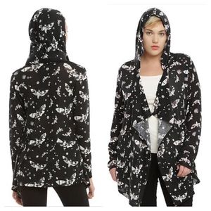 Death moth flyaway hooded cardigan